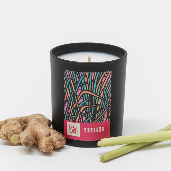 Luxury handmade candle, rapeseed and coconut natural wax, BOOYAKA - lemongrass and ginger fragrance. 220g 