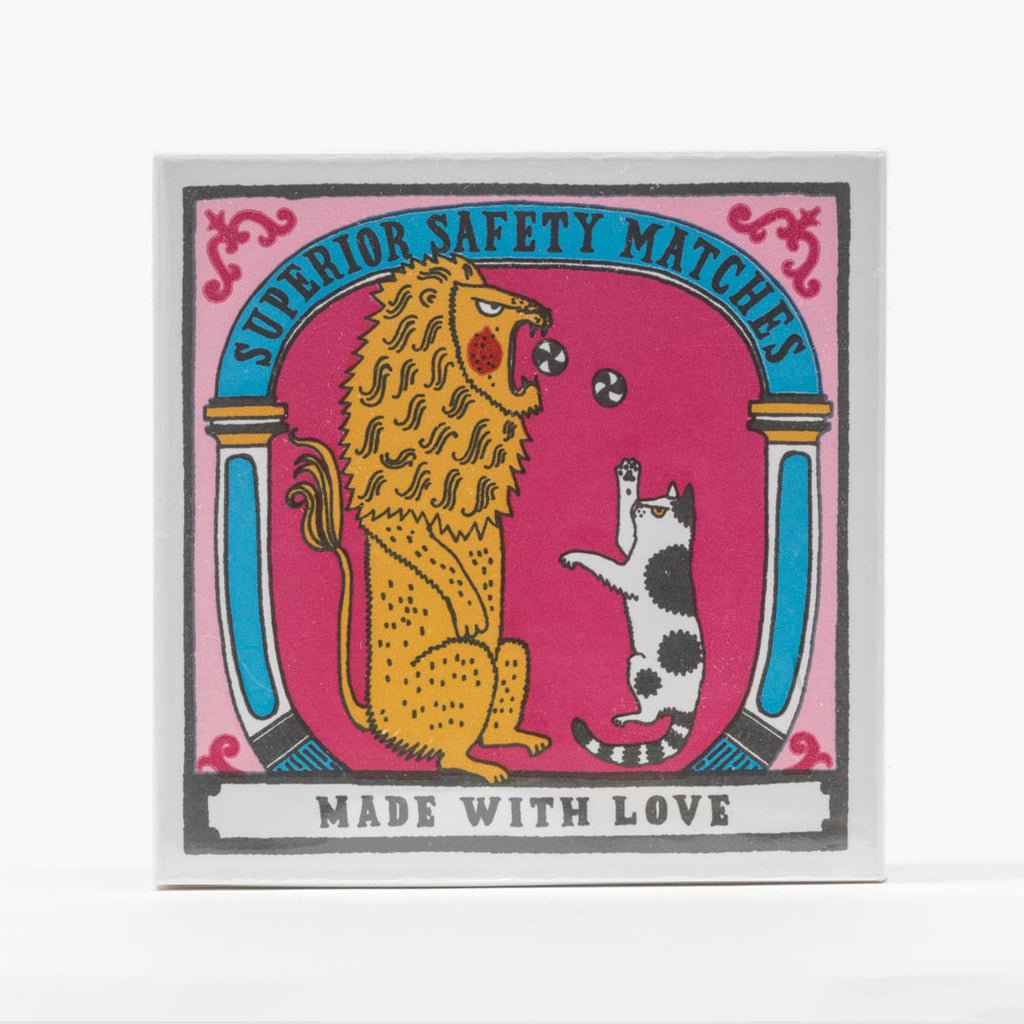 'Big Cat Little Cat' - Archivist letterpress square matchbox with matches (125 matches per box) 