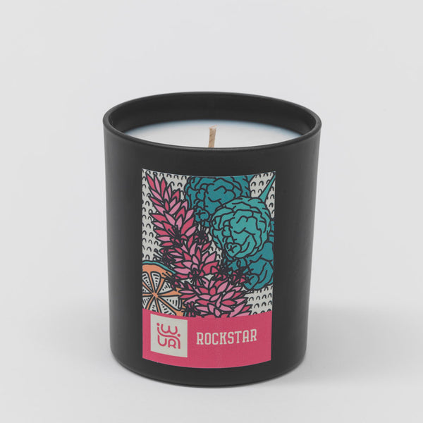 Luxury handmade candle, rapeseed and coconut natural wax, Rockstar - Bergamot, Frankincense, Patchouli and Vanilla fragrance. 220g