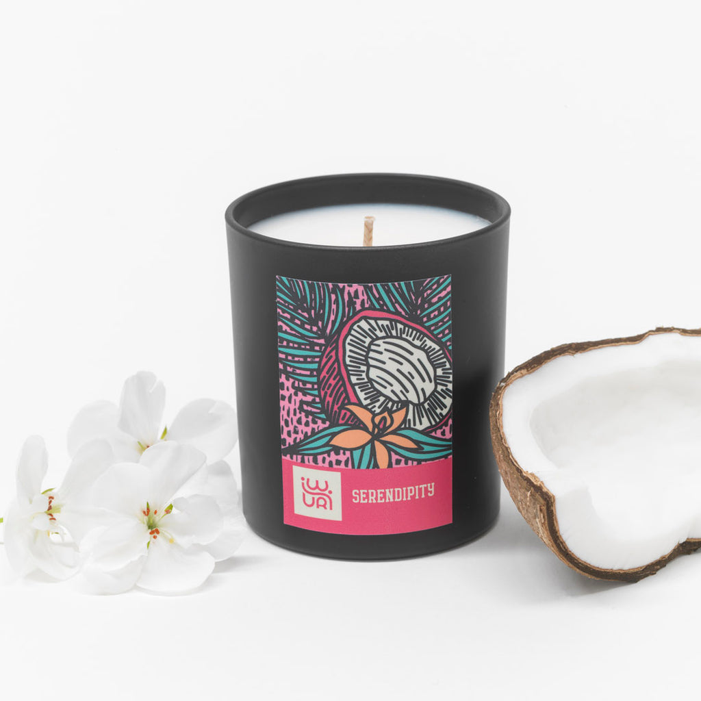 Luxury handmade candle, rapeseed and coconut natural wax, Serendipity - Coconut, Vanilla and Tonka fragrance. 220g